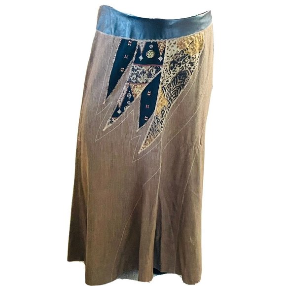 KOOS OF COURSE ART TO WEAR Skirt Tweed Animal Print Leather Women's Size 12 - Picture 2 of 10